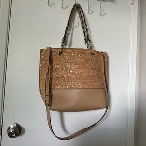 Calvin Klein Gold Metallic Sonoma Cork Large Tote Handbag